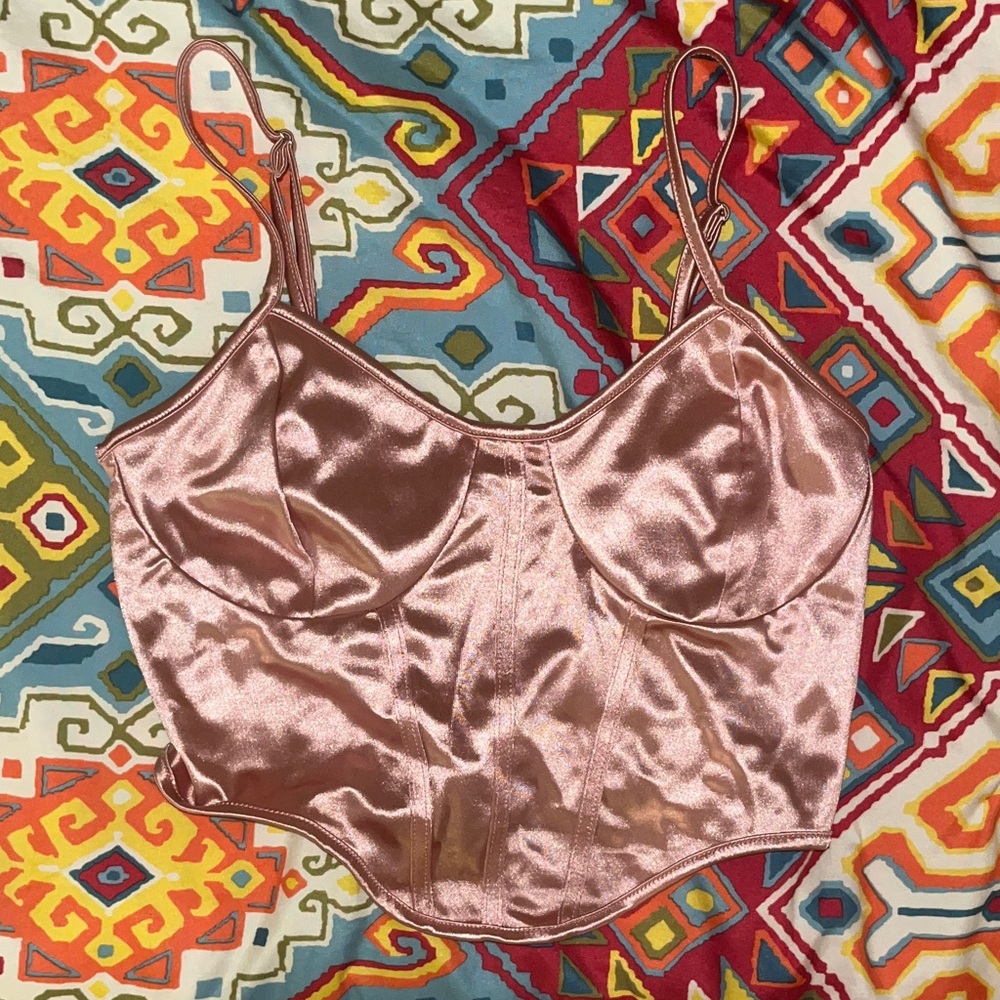 Satin Pink Bustier Top